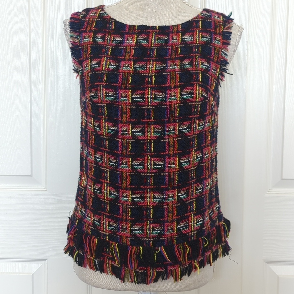 Trina Turk Multicolor Fringe Sleeveless Top